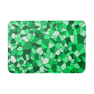 Modern Green Geometric Mosaic Pattern Bath Mat