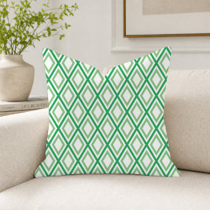 Modern Green Geometric Pattern Throw Pillow