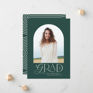 Modern green geometric photo arch graduation announcement