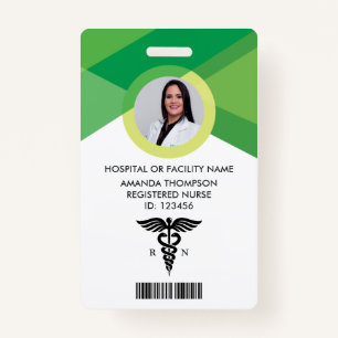 Modern Green Geometric Registered Nurse Photo ID Badge