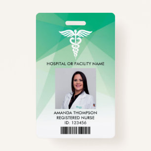 Modern Green Geometric Registered Nurse Photo ID Badge