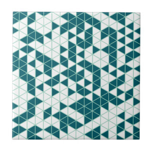 Modern Green Geometric Triangles Tile
