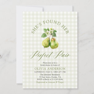 Modern Green Gingham Perfect Pair Bridal Shower Invitation
