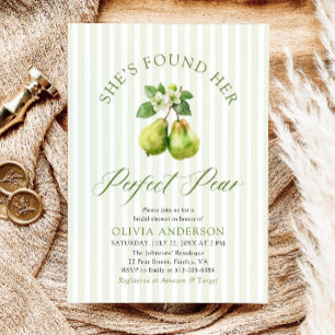 Modern Green Gingham Perfect Pear Bridal Shower Invitation