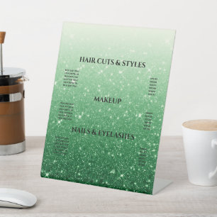 Modern Green Glitter Pedestal Sign