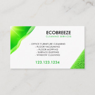 Modern Green Glow Office Cleaning Business Card