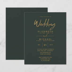 Modern Green Gold Budget Wedding Invites