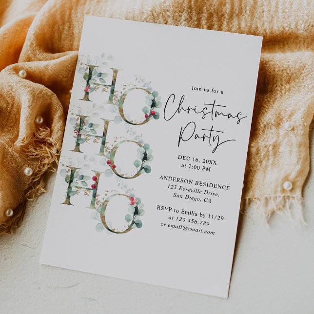Modern Green & Gold Christmas Party Invitation (Creator Uploaded)