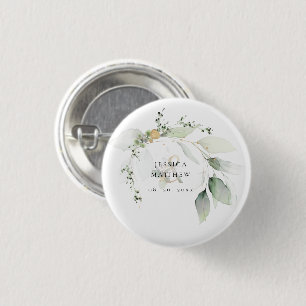 Modern Green & Gold Eucalyptus   1 Inch Round Button