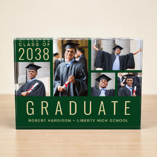 Modern Green Gold Graduation Photo Block