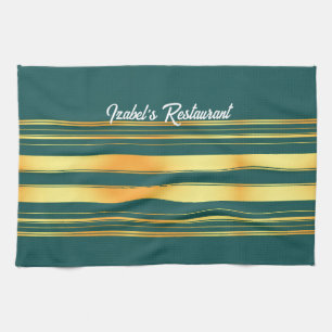 Modern Green Gold Luxury Linen Texture Collection Kitchen Towel
