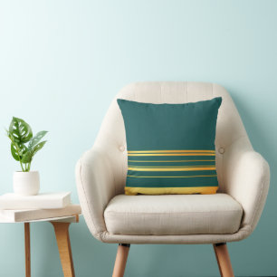 Modern Green Gold Luxury Linen Texture Collection Throw Pillow