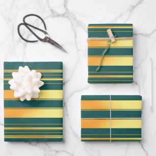 Modern Green Gold Luxury Linen Texture Collection Wrapping Paper Sheet