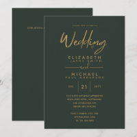 Modern Green Gold Premium Wedding Invites