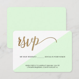 Modern green Gold RSVP no mailing Reserved Seat Card