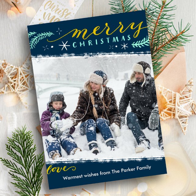 Modern Green Gold Script Simple Christmas Magnetic (Creator Uploaded)
