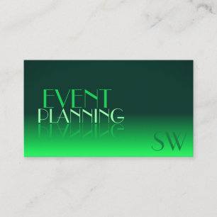 Modern Green Gradient Mirror Font Classic Monogram Business Card