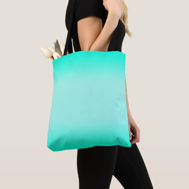 Modern Green gradient Watercolo nature Custom Text Tote Bag (Close Up)