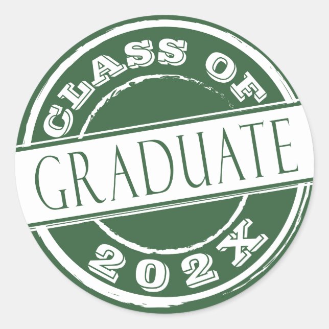 Modern Green Graduate  Classic Round Sticker (Front)