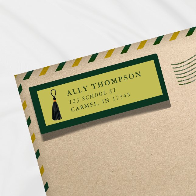 Modern Green Graduation Cap Tassel  (Modern Green Graduation Cap Tassel Label)