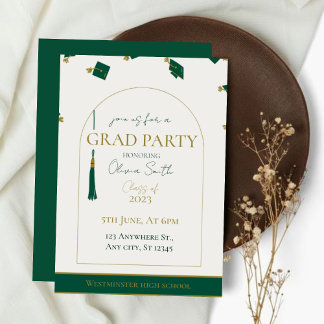 Modern Green Graduation Invitation | Customizable