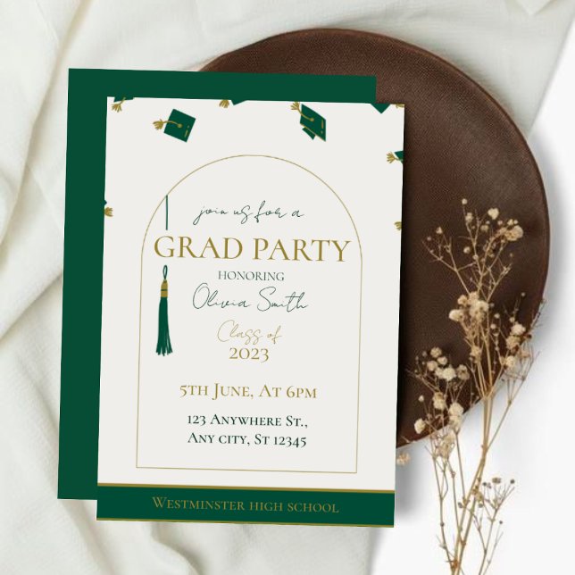 Modern Green Graduation Invitation | Customizable (Creator Uploaded)