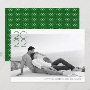 Modern green Happy New Year 2022 photo Holiday Card
