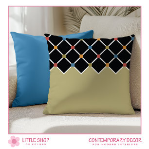 Modern Green Harlequin Diamond Pattern Throw Pillow