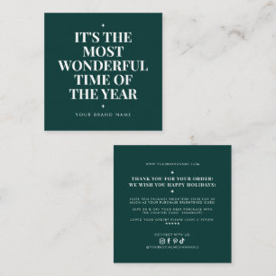 Modern green holiday business thank you  square business card