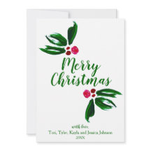 Modern Green Holly Personalized Christmas