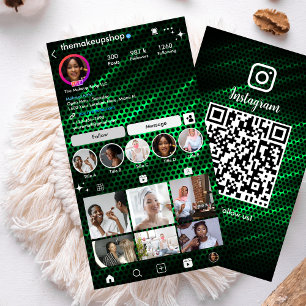 Modern Green Honeycomb Instagram QR Business Card