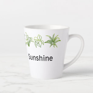 Modern Green House Plants Personalized Latte Mug