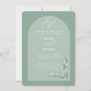 Modern Green Hues Arch Wedding Invitation