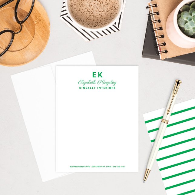 Modern Green Initials Monogram Business Card (Creator Uploaded)