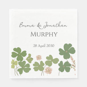 Modern Green Irish Leaf Clover Wedding Napkin