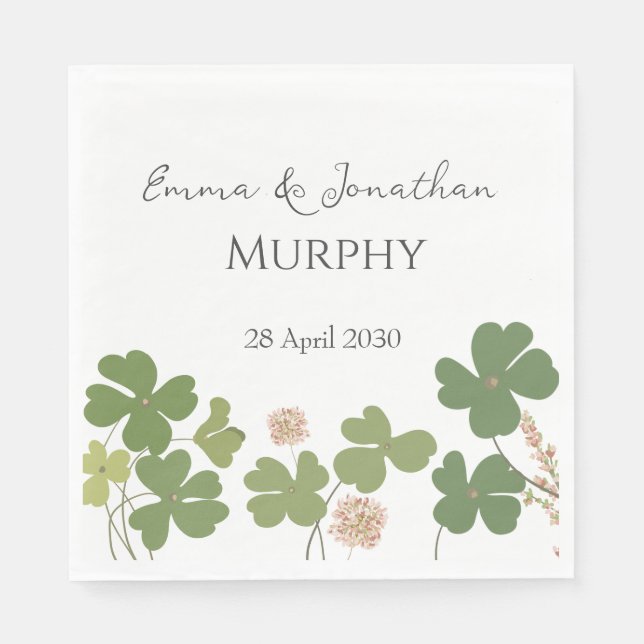  Modern Green Irish Leaf Clover Wedding   Napkin (Front)