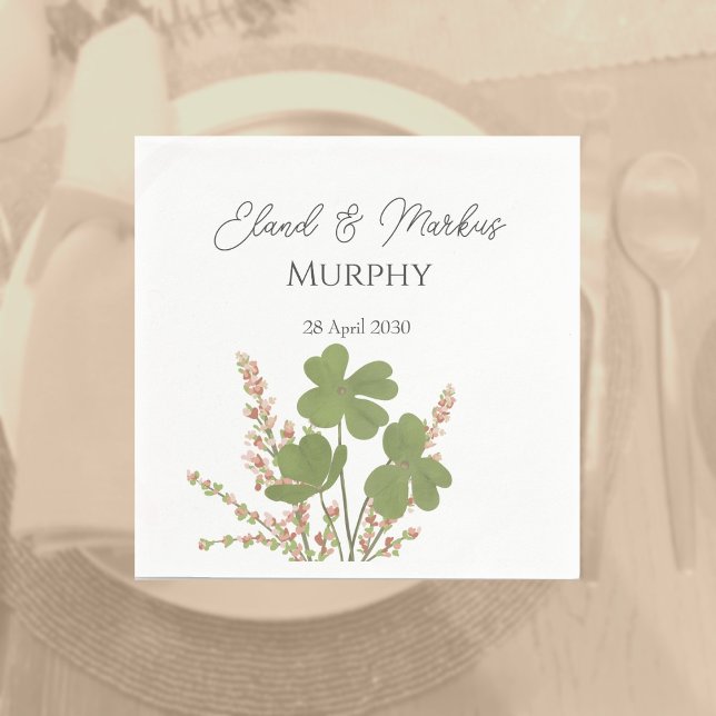  Modern Green Irish Leaf Clover Wedding   Napkin (Creator Uploaded)