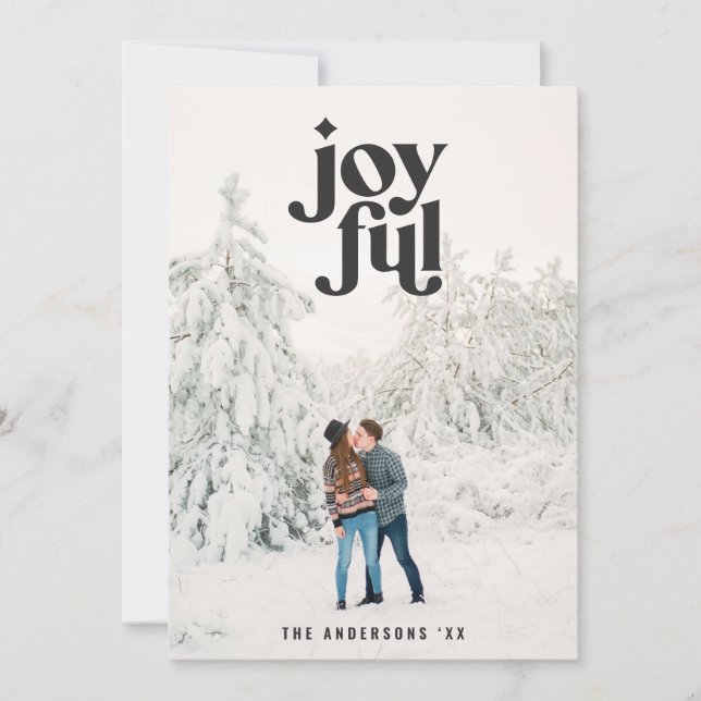 Modern green joyful photo Christmas Holiday Card (Front)