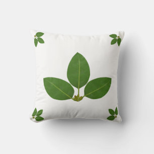 Modern Green Laurel Leaves Throw Pillow