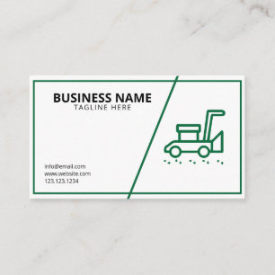 Modern Green Lawnmower Illustration Lawn Service Business Card