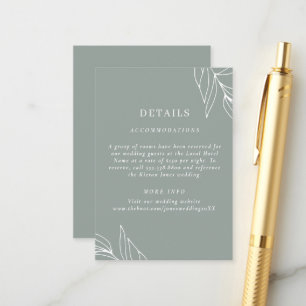 Modern Green Leaf Garden Wedding Details Enclosure Card