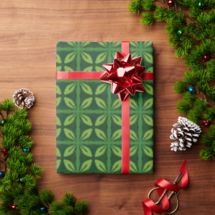 Modern Green Leaf Pattern – Botanical Geometric  Wrapping Paper