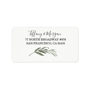 Modern Green Leaf Script Return Address Label