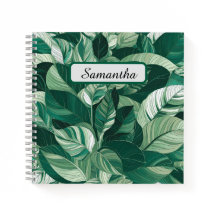 Modern Green Leaves Pattern Personalized