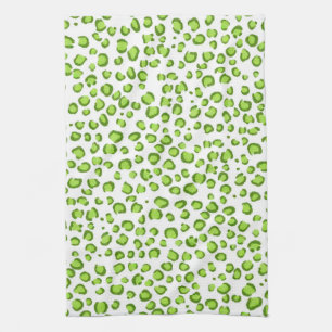 Modern Green Leopard Pattern Animal Print Kitchen Towel