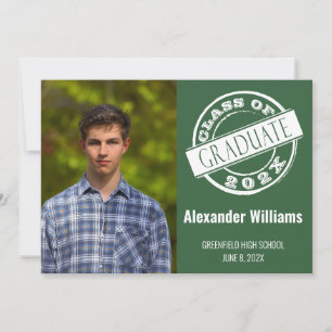 Modern Green Male Photo Grad Graduation Party Invitation