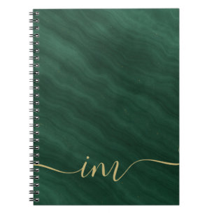 Modern Green Marble Abstract with Gold - Notebook
