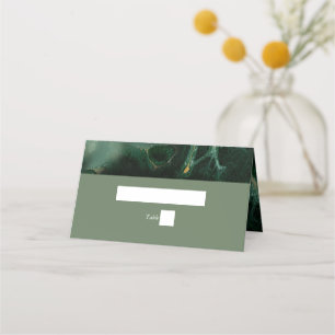 Modern Green Marble Monogram Wedding   Place Card