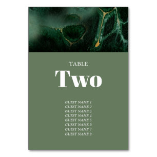 Modern Green Marble Monogram Wedding Table Number