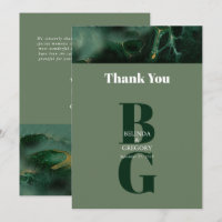Modern Green Marble Monogram Wedding
